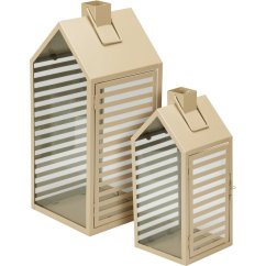 Sada kovových svietidiel 2 ks 18 / 14 cm sivo-hnedá