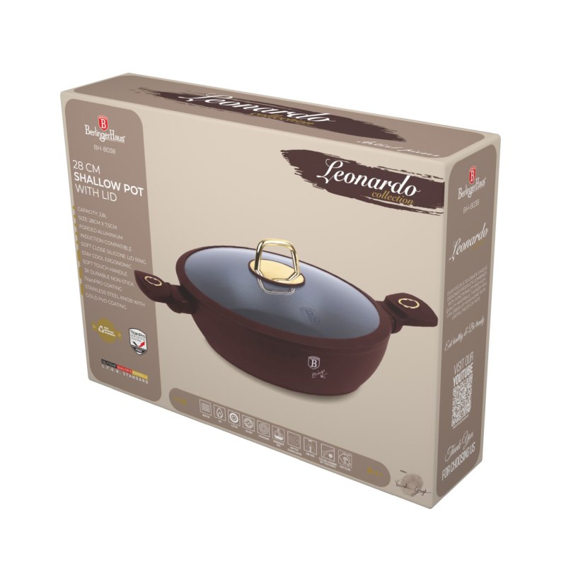 Caserolă cu înveliș și capac din titan 28 cm Colecția Leonardo