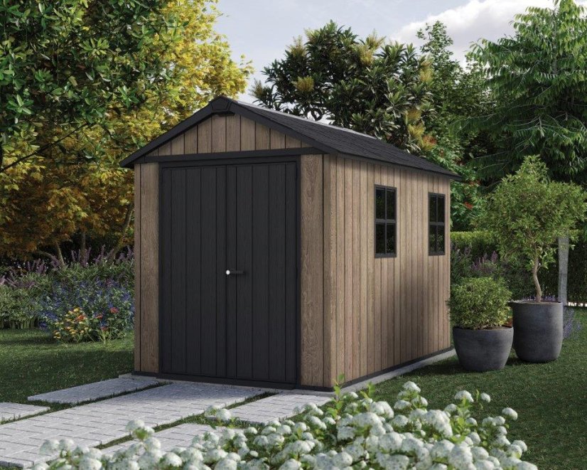 Cabana de grădină Keter Apex 7,5 x 9 Ashwood, cu podea