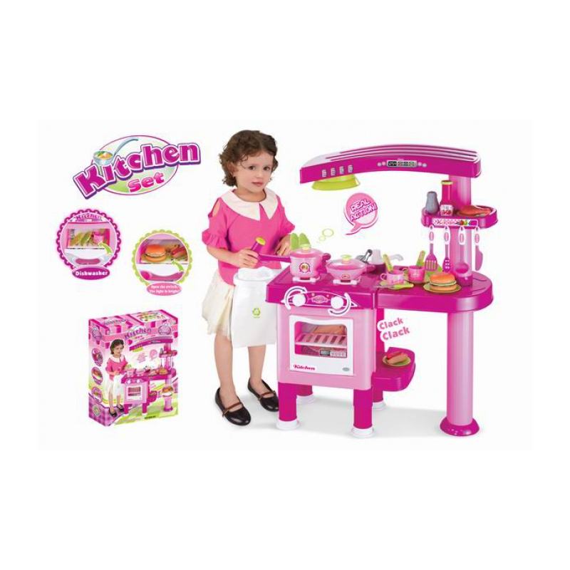 Bucatarie mare pentru copii cu accesorii roz