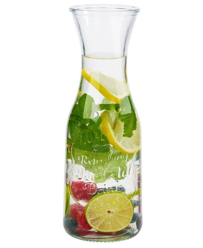 Sklenice s víčkem, brčkem a karafou sada na limonádu 5 ks