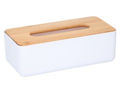 Box na kapesníky s bambusovým víkem 26 x 13 cm bílá Box na kapesníky s bambusovým víkem 26 x 13 cm bílá