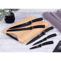 Sada nožů s nepřilnavým povrchem + prkénko 6 ks Black Rose Collection