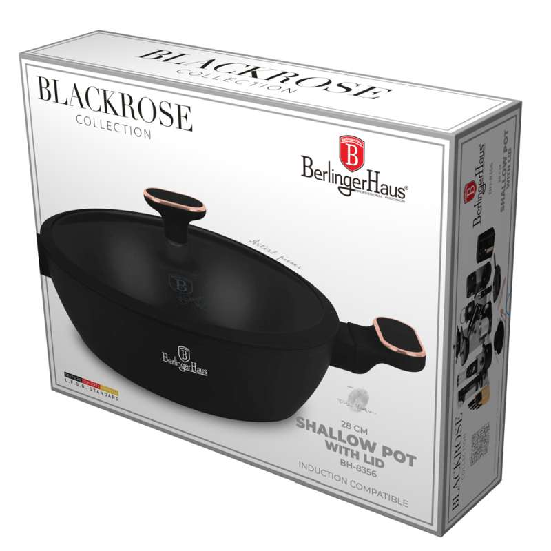 Hlboká panvica s titánovým povrchom a pokrievkou 28 cm Black Rose Collection