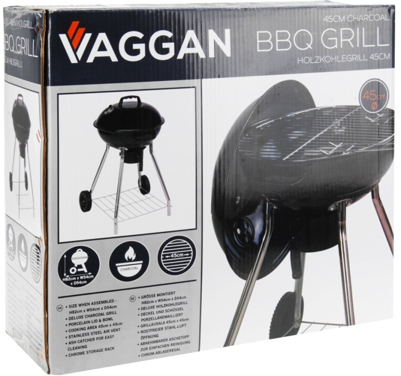 Gril na dřevěné uhlí kulový VAGGAN 47 cm