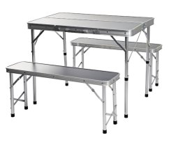 Kempingový nábytok skladací stôl + 2 lavice