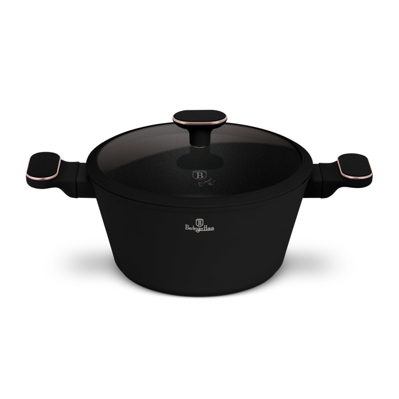 Kastrol s titanovým povrchem a poklicí 24 cm Black Rose Collection