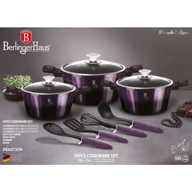 Sada nádobí s titanovým povrchem 10 ks Purple Eclipse Collection