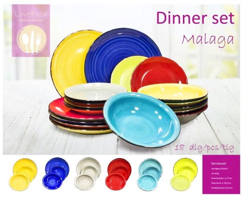 Jídelní sada talířů Malaga 18 ks