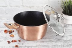 Kastrol s mramorovým povrchem a poklicí 30 cm Rosegold Metallic Line