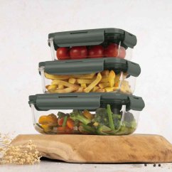 Dóza na potraviny sada 3 ks Matte Green Collection
