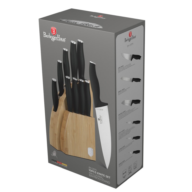 Set cutite cu suport BAMBOO 10 buc Colectia Matte Black