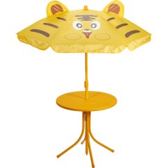 Záhradný nábytok detský stôl, 2 stoličky + slnečník s motívom tigra