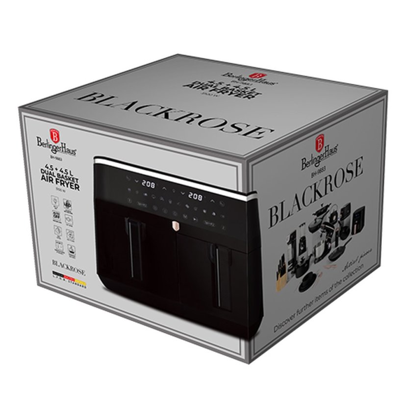 Horkovzdušná fritéza digitální dvojitá 4,5+4,5 L Black Rose Collection
