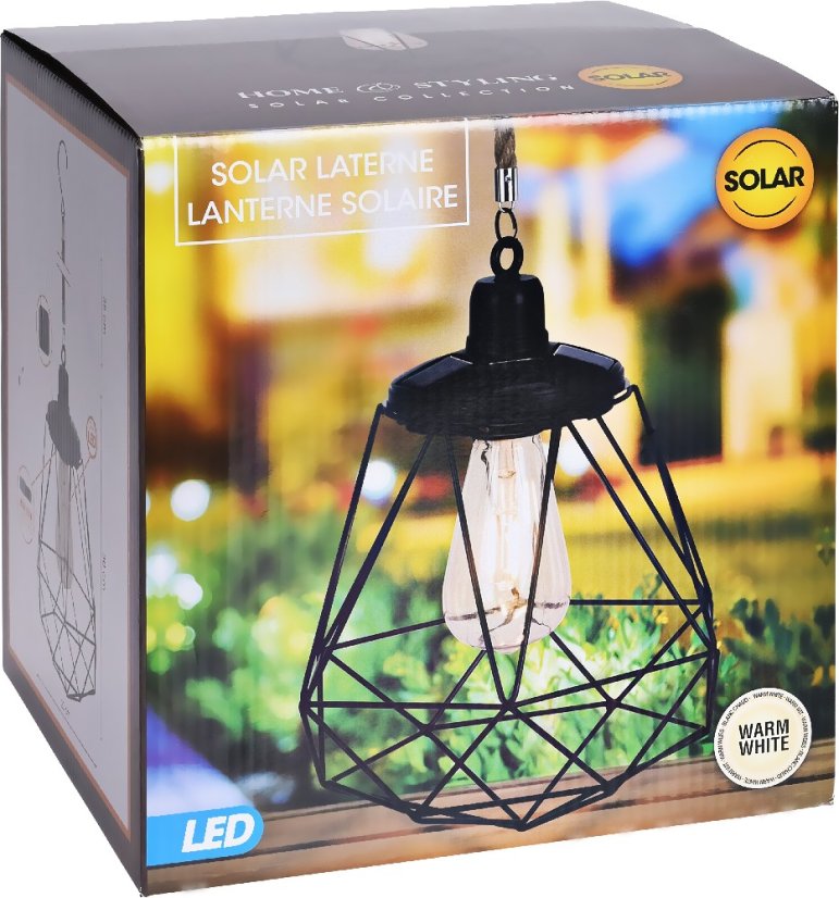 Solárne svetlo na záhradu závesné hranatý dizajn