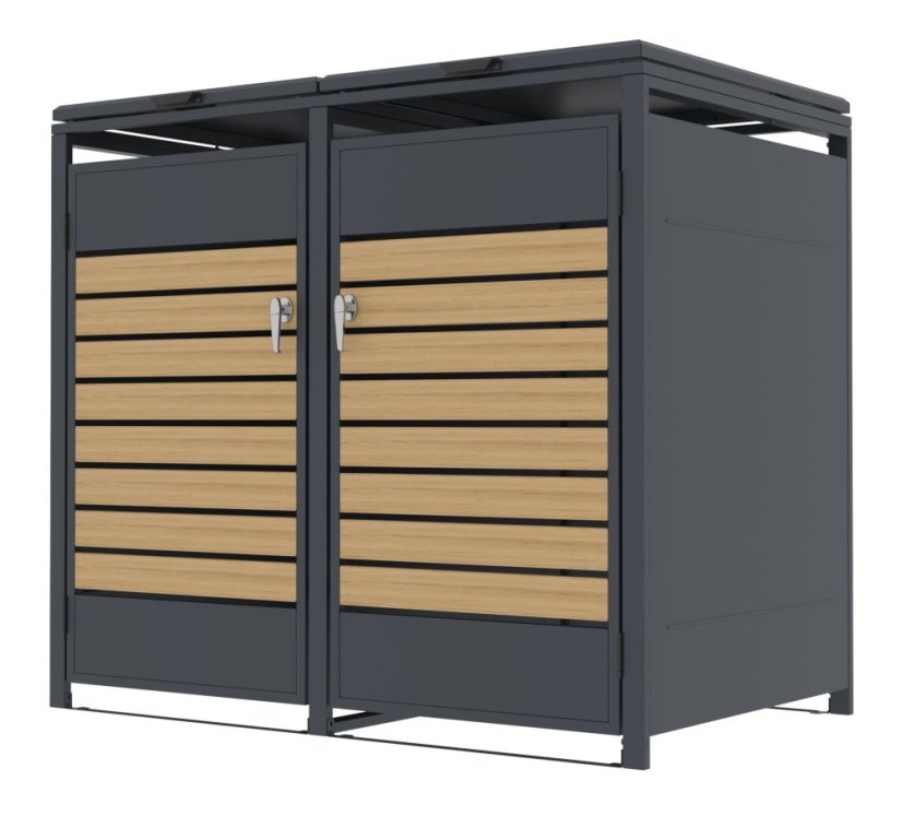 Adăpost pentru pubele G21 132x117x80 cm, culoare antracit cu decor imitație de lemn
