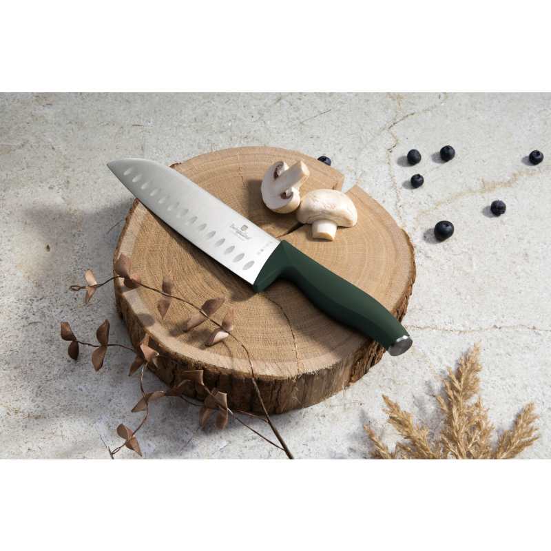 Sada nožů s magnetickým držákem z akátového dřeva 6 ks Matte Green Collection