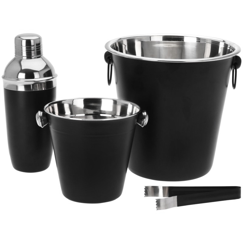 Juego de barman 4 piezas acero inoxidable negro