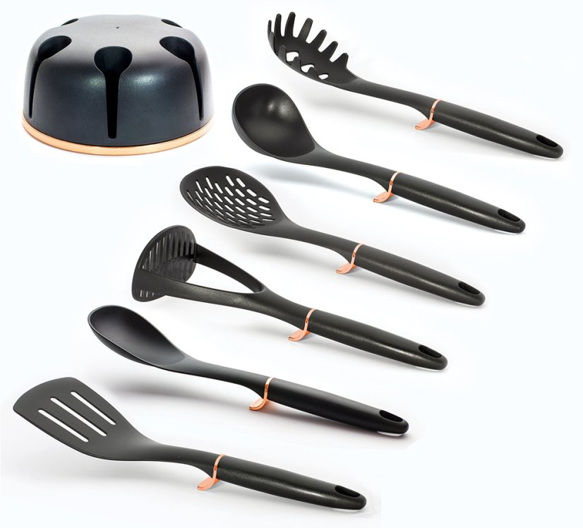 Kuchyňské náčiní ve stojanu sada 7 ks Black Rose Collection