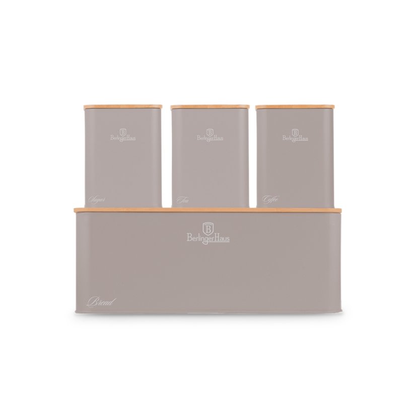 Chlebník a sada dóz na potraviny 4 ks Taupe Collection