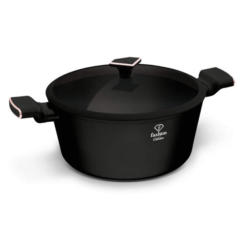 Kastrol s titanovým povrchem a poklicí 30 cm Matte Black Rose Gold Collection