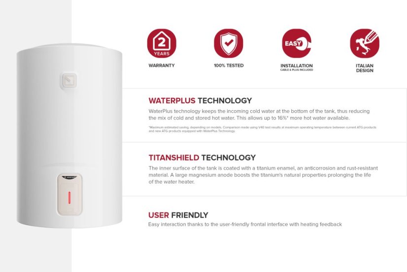 Boiler electric mediu cu o capacitate de 80L LYDOS DUNE R 80 V 1.5K PL EU