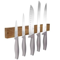 Súprava nožov s magnetickým držiakom z agátového dreva 6 ks Taupe Collection