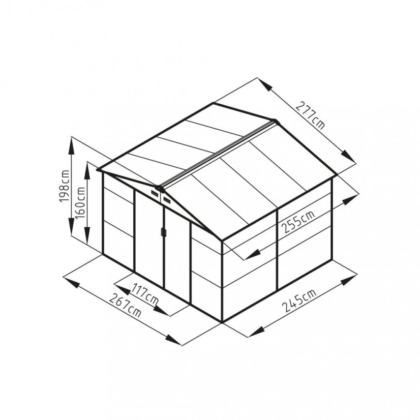 Casuta de gradina G21 GAH 706 - 277 x 255 cm, gri