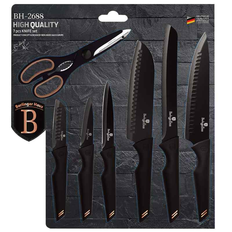 Sada nožů s nepřilnavým povrchem 7 ks Black Rose Collection BH-2688