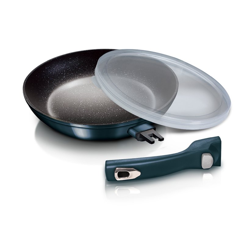 Pánev s odnímatelnou rukojetí + víko 24 cm Aquamarine Metallic Line