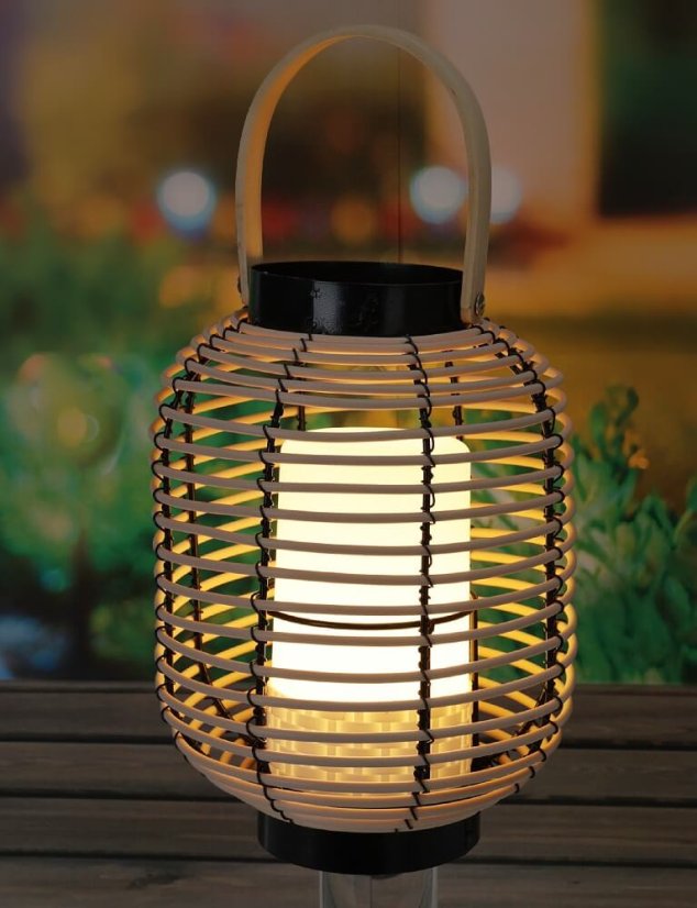 Vonkajší lampáš s LED sviečkou ratanová 24 cm