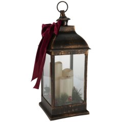 Lucerna s LED svíčkami plast/sklo 23 x 60 cm černá Lucerna s LED svíčkami plast/sklo 23 x 60 cm černá