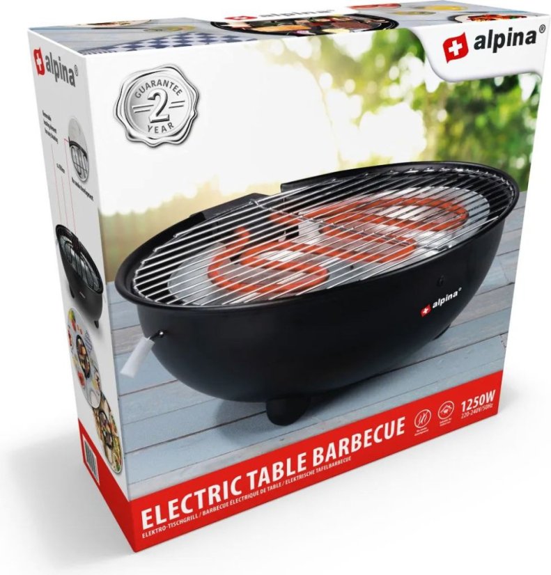 Stolní elektrický gril kulatý 1250W