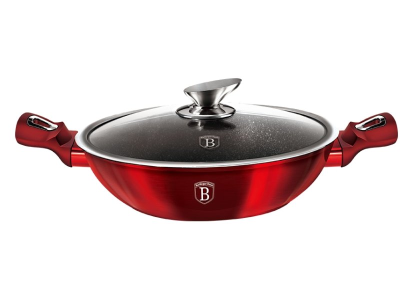 Pánev Wok s poklicí 30 cm Burgundy Metallic Line