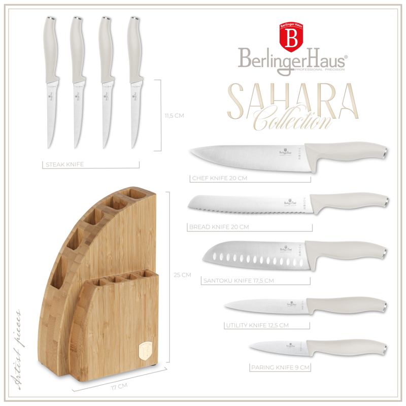 Sada nožů se stojanem BAMBOO 10 ks Sahara Collection