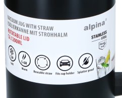 Cană termos din oțel inoxidabil cu pereți dubli 1,2 l, neagră
