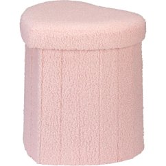 Taburet s úložným prostorem srdce 34 × 28 × 35 cm  růžová