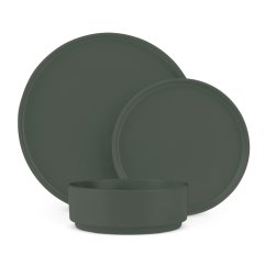Set de farfurii pentru masă, 18 bucăți, colecția Matte Green