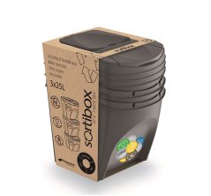 Odpadkový kôš Prosperplast SORTIBOX 3 x 25 l sivý