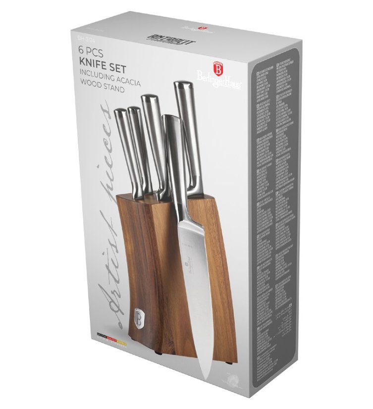 Súprava nožov so stojanom z agátového dreva 6 ks Stainless steel
