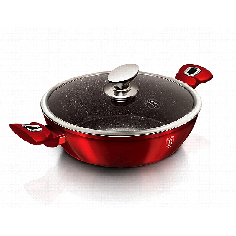 Pekáč kulatý s mramorovým povrchem a poklicí  32 cm Burgundy Metallic Line