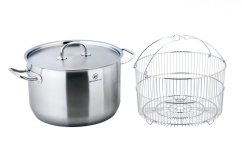 Hrnec s poklicí a fritovacím košem nerez 10 l / 28 x 18 cm PRO-X Hrnec s poklicí a fritovacím košem nerez 10 l / 28 x 18 cm PRO-X
