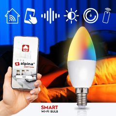 Bec inteligent LED RGB WIFI alb + colorat E14