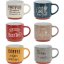 Set de căni de cafea colorate 260 ml cu decor 6 buc