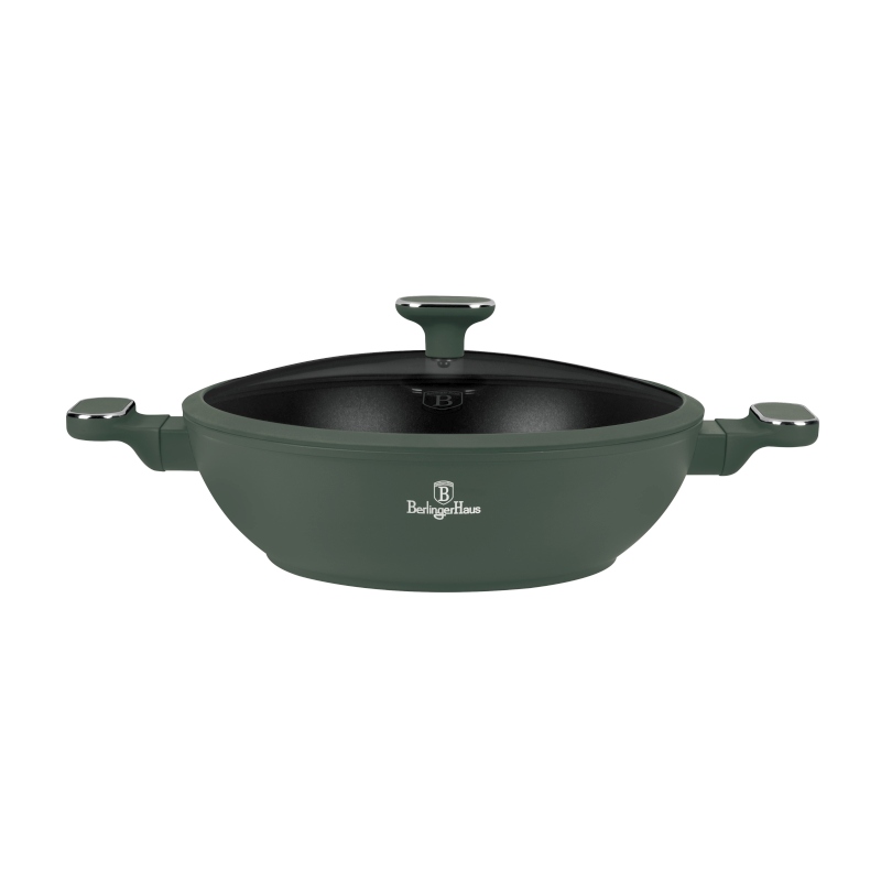 Pánev wok s poklicí a titanovým povrchem 30 cm Matte Green Collection