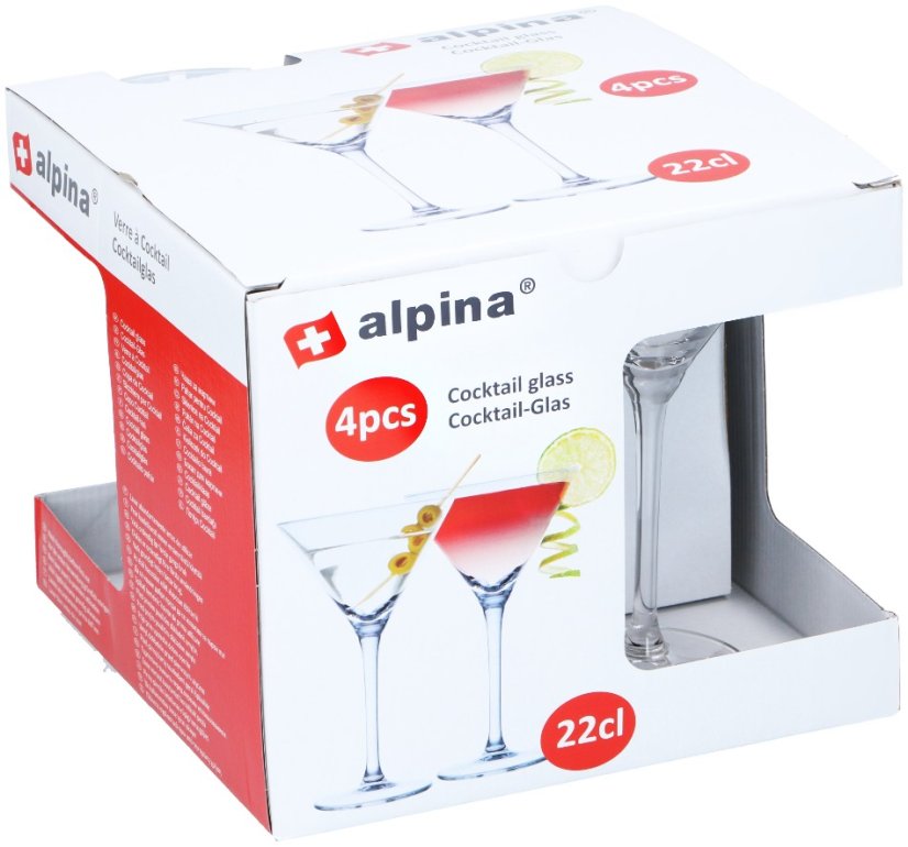 Sklenice na koktejly 220 ml sada 4 ks
