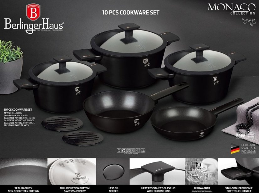 Sada nádobí s titanovým povrchem 10 ks Monaco Collection