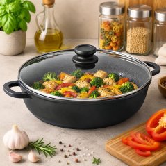 Hlboká panvica s pokrievkou a keramickým povrchom 32 cm ATURA