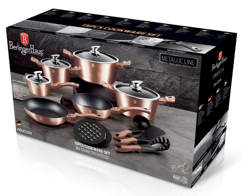 Súprava riadu s mramorovým povrchom 15 ks Rosegold Metallic Line