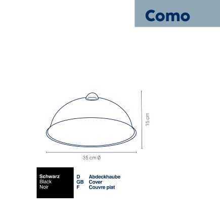 Capac pentru alimente Como metal negru 15 cm 35 cm diametru